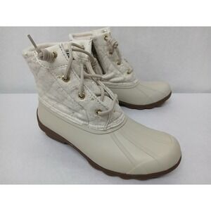Sperry Women's Syren Gulf Wool Quilted Ivory Duck Boot STS85647 Sz 7M